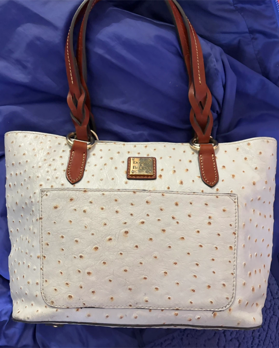 Dooney & Bourke White Ostrich Embossed Tote Bag