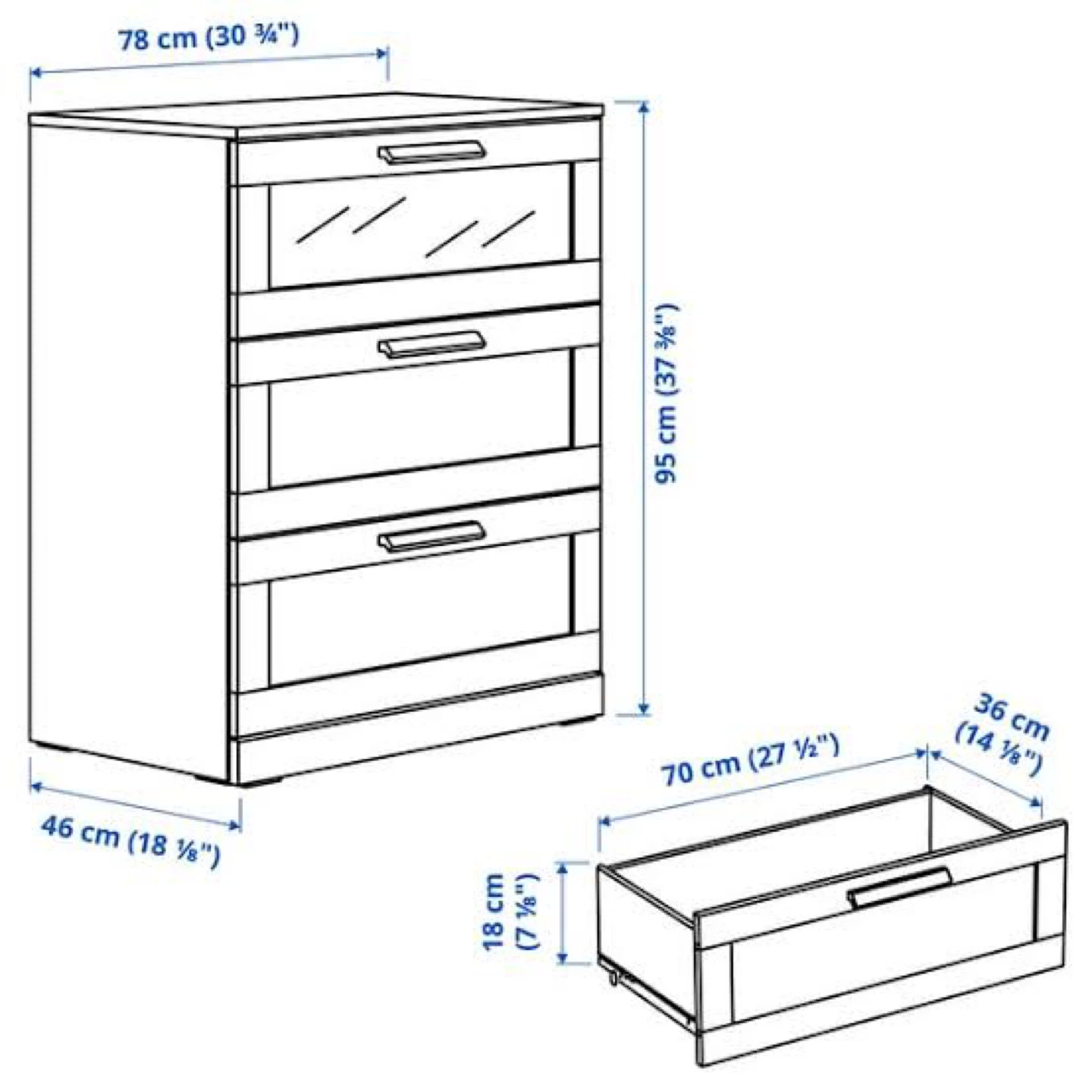 Ikea Brimnes White 3-Drawer Dresser - photo 3