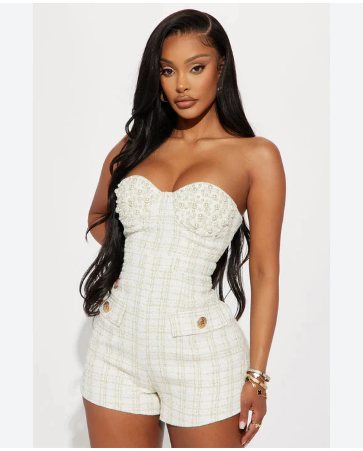 Fashion Nova Strapless Tweed Romper - photo 4