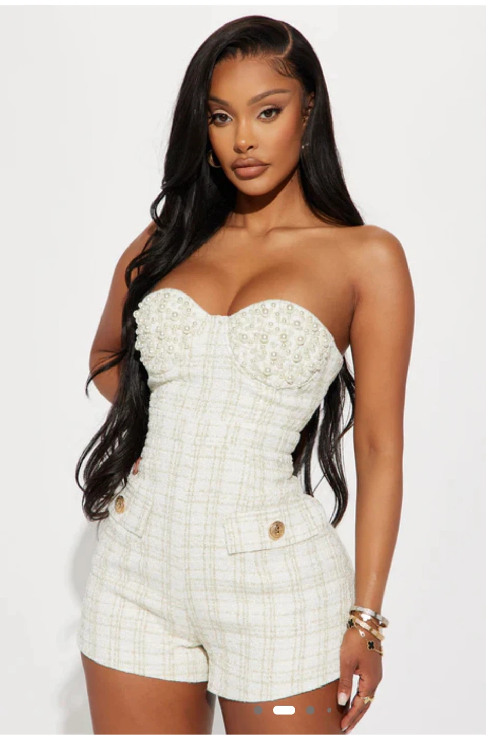 Fashion Nova Strapless Tweed Romper - photo 2