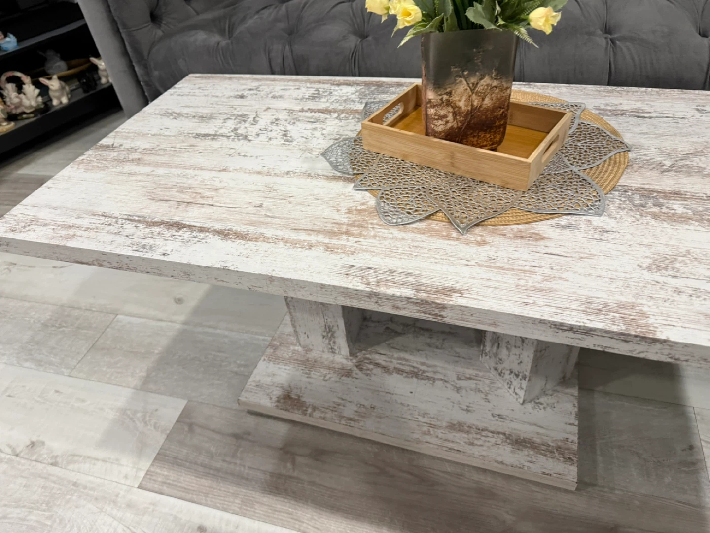 Distressed Wood Coffee Table and 3 seater sofa - photo 5