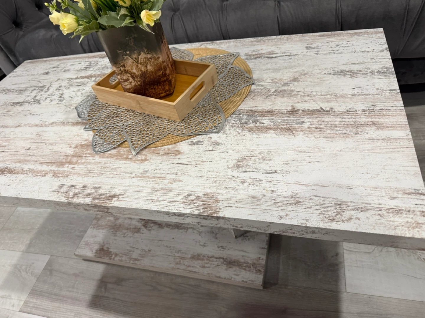 Distressed Wood Coffee Table and 3 seater sofa - photo 3