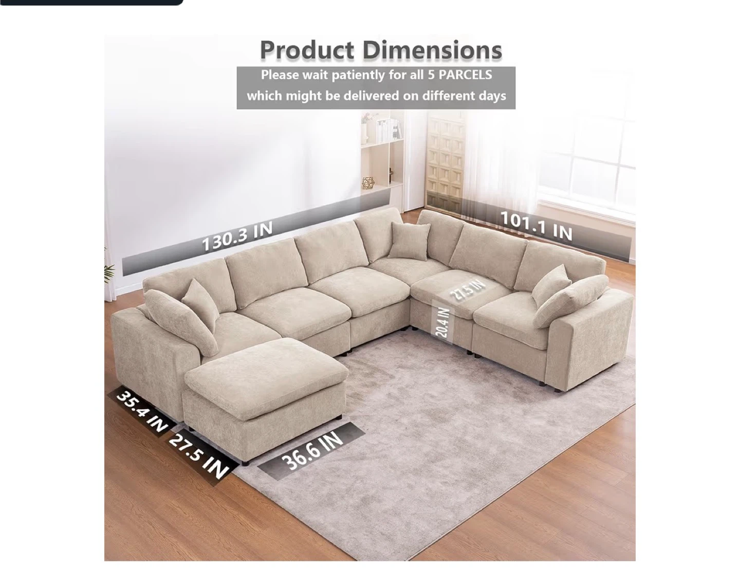 Large Sectional Sofa with Chaise - photo 3