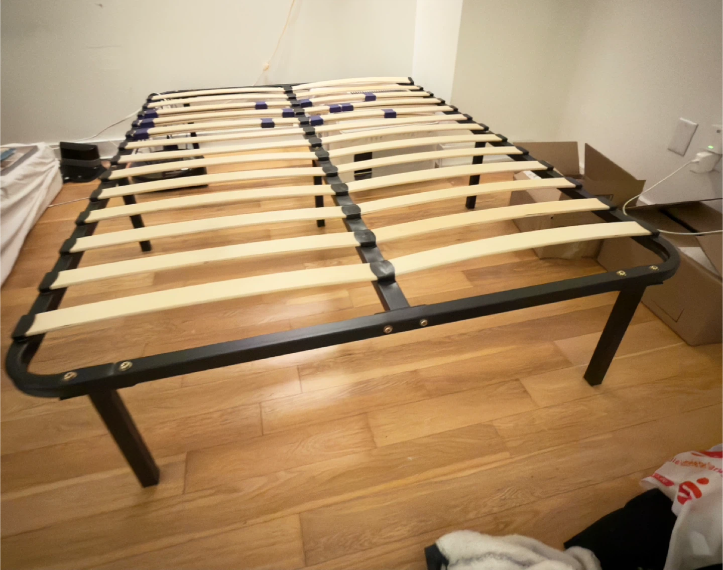 Bed frame with ample storage below