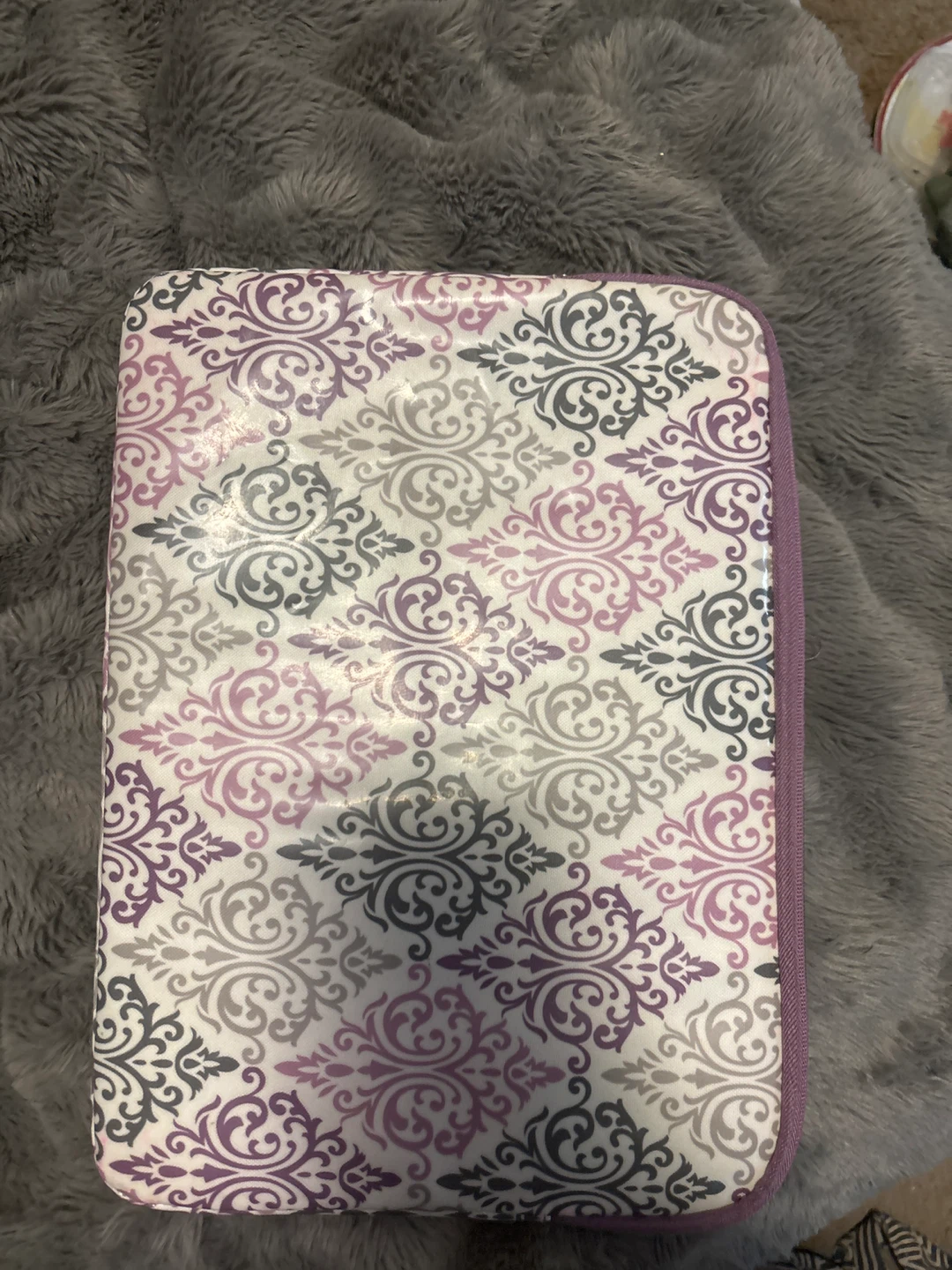 Purple Damask and Polka Dot Zippered Pouch - photo 2