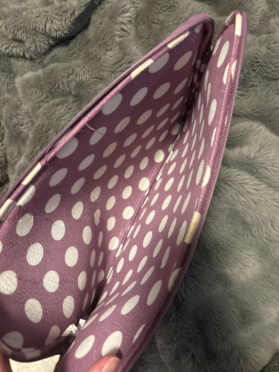 Purple Damask and Polka Dot Zippered Pouch - photo 3