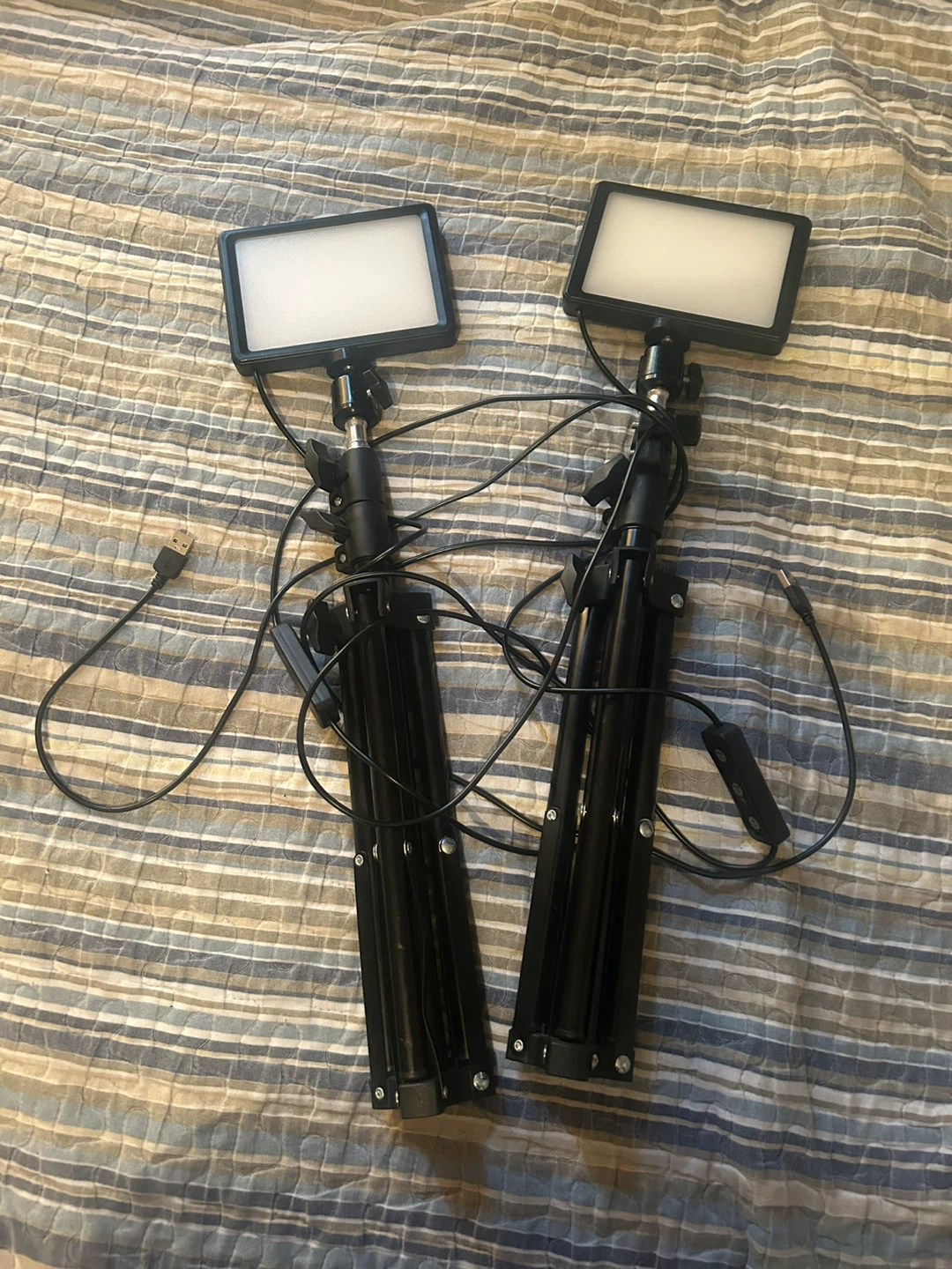 2 LED Video Lights with Stands