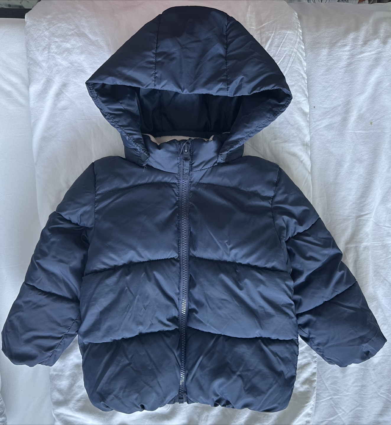 H&M Navy Blue Puffer Jacket with Fleece Lining