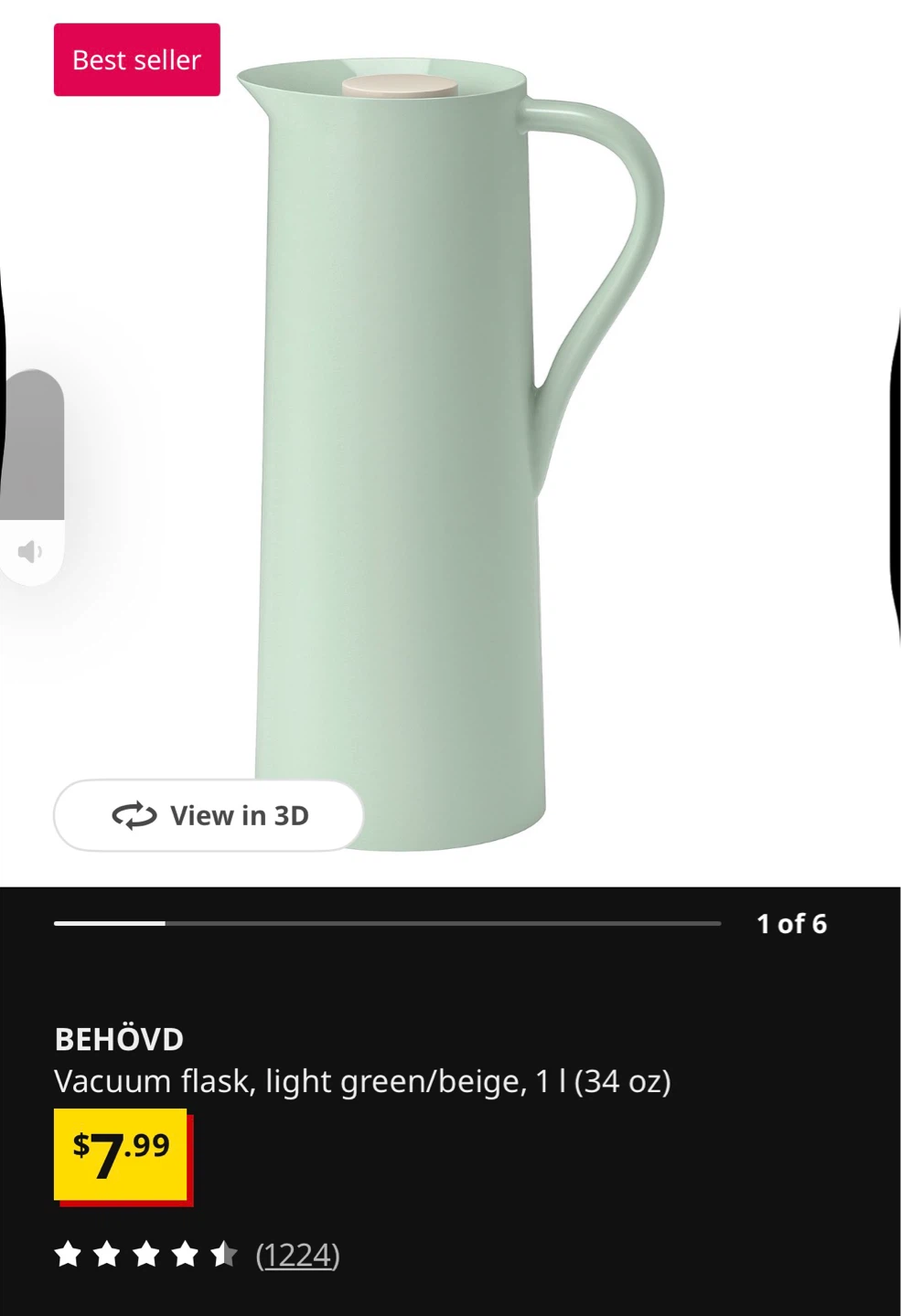 IKEA Vacuum Flask 1L Light Green - photo 3