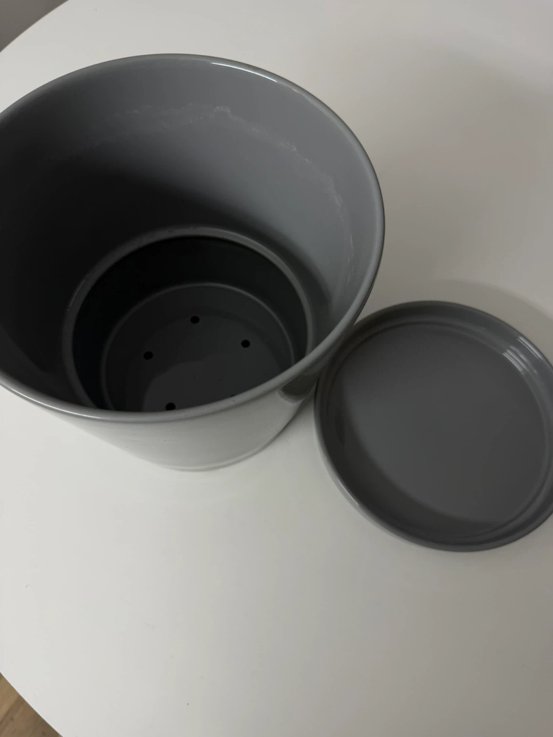 IKEA CITRUSRUNT Grey Planter with Saucer