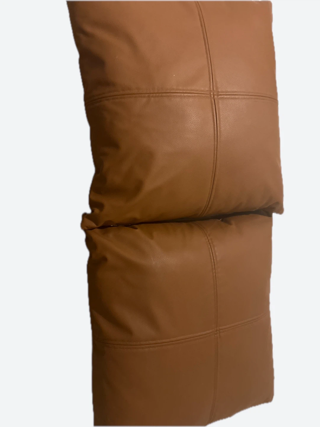 Set of 2 Brown Faux Leather Throw Pillows