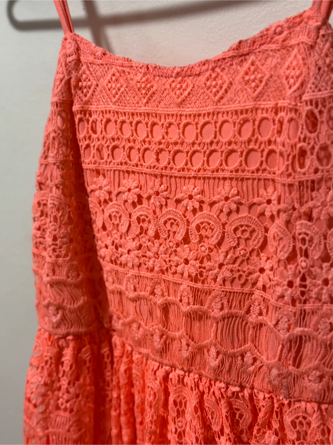 Coral Lace Dress with Spaghetti Straps - photo 2