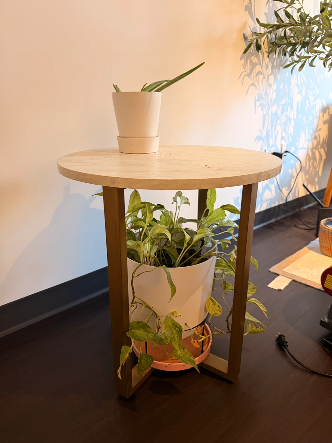 Round Marble Top Accent Table