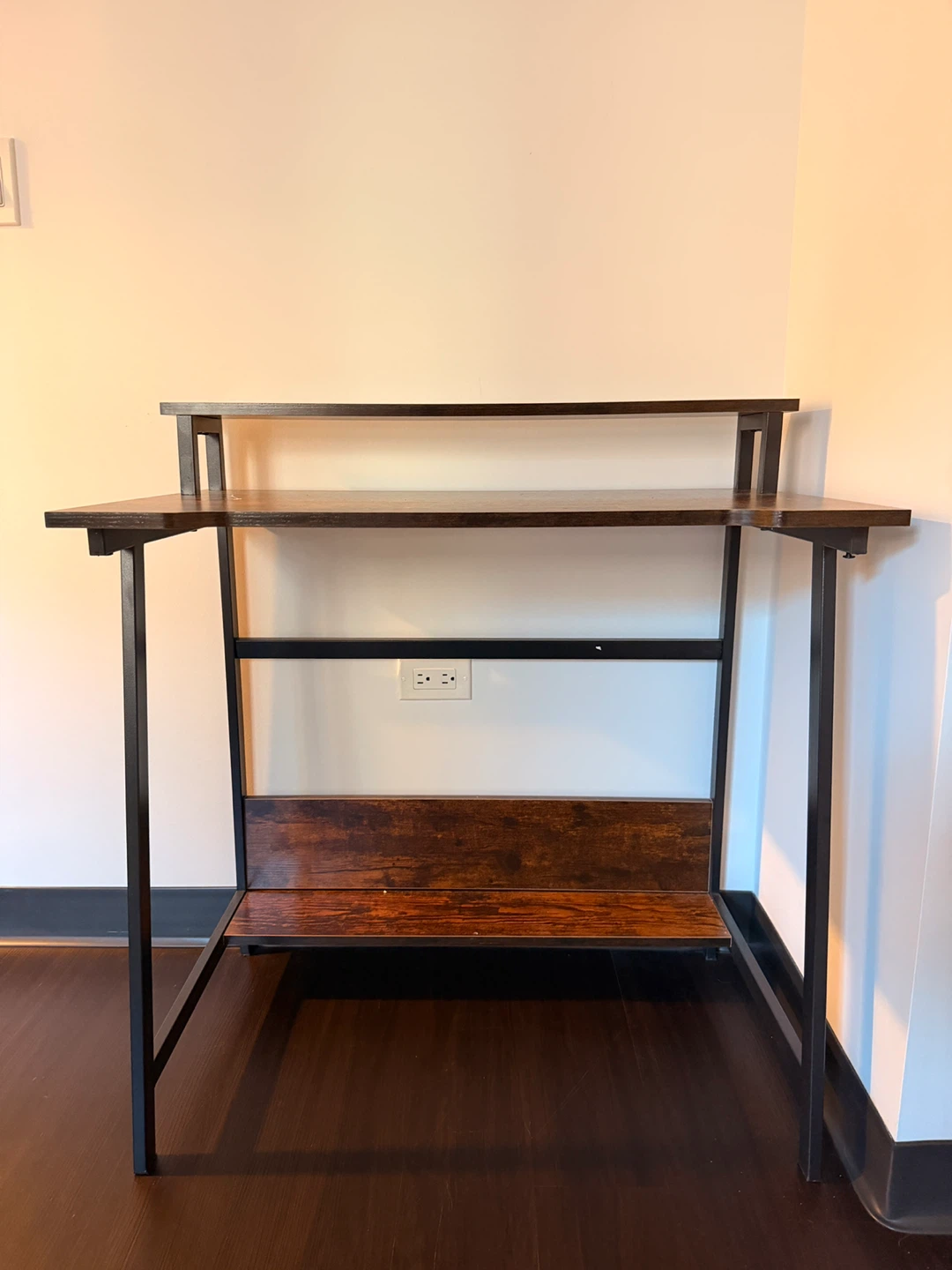 Rustic Wood Computer Desk with Shelf - photo 2