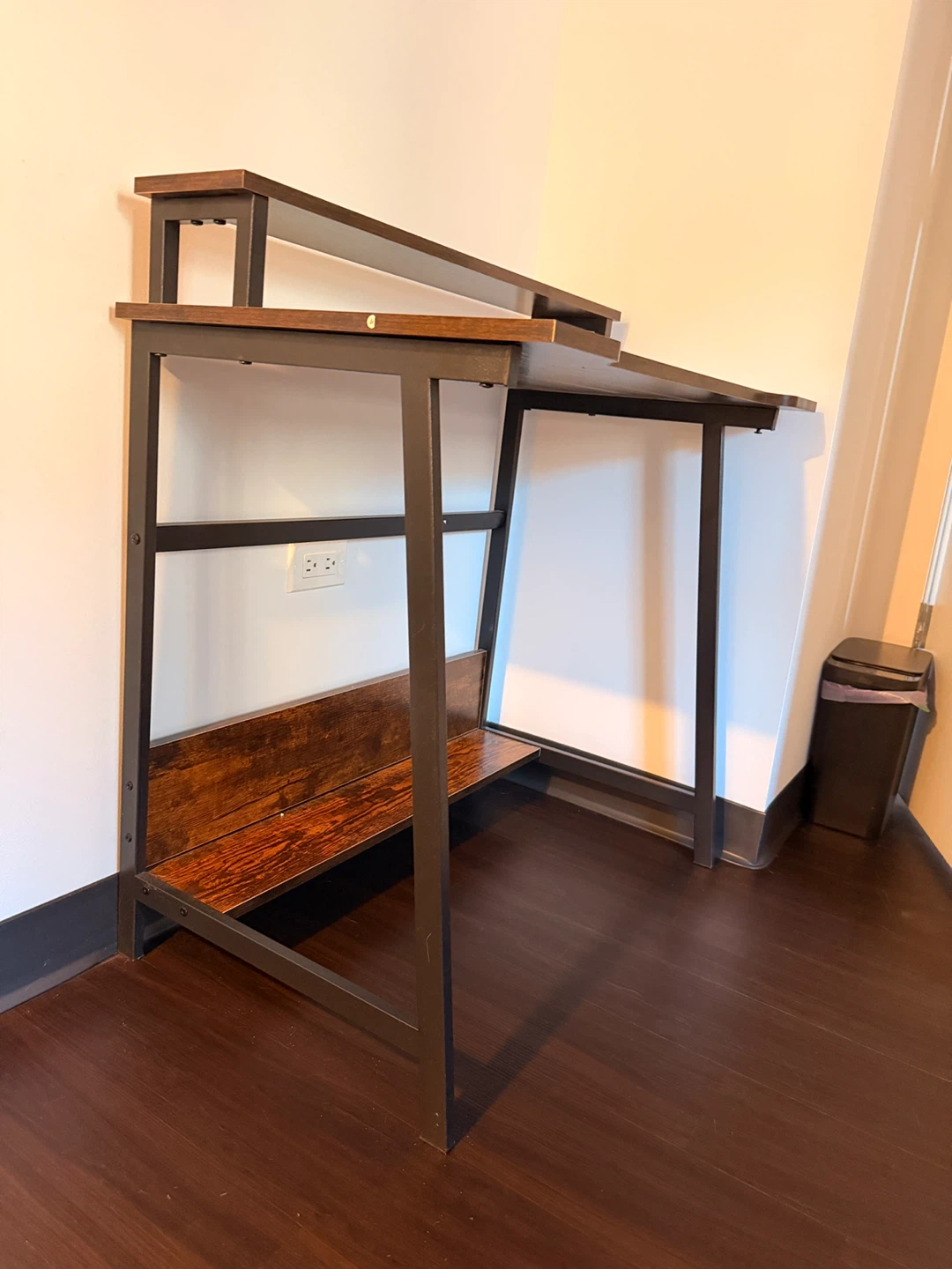 Rustic Wood Computer Desk with Shelf