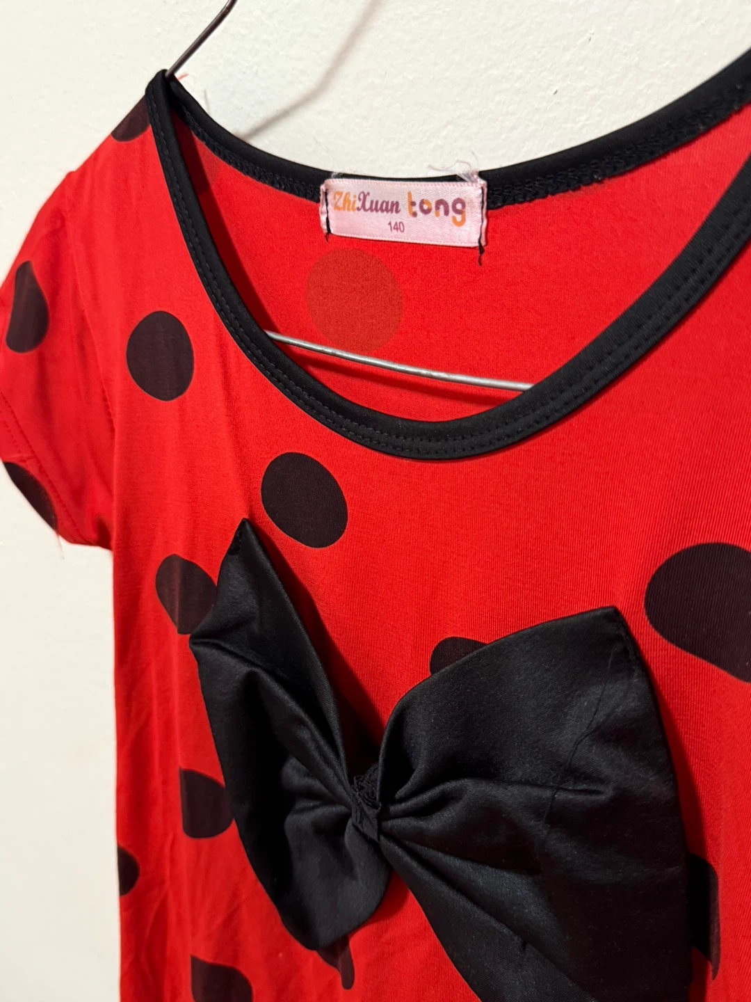 Kids Red Black Polka Dot Dress with Bow - photo 4