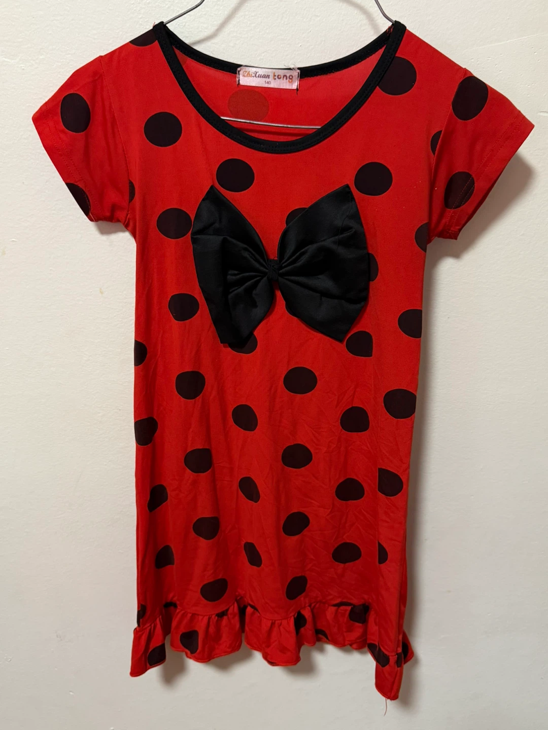 Kids Red Black Polka Dot Dress with Bow