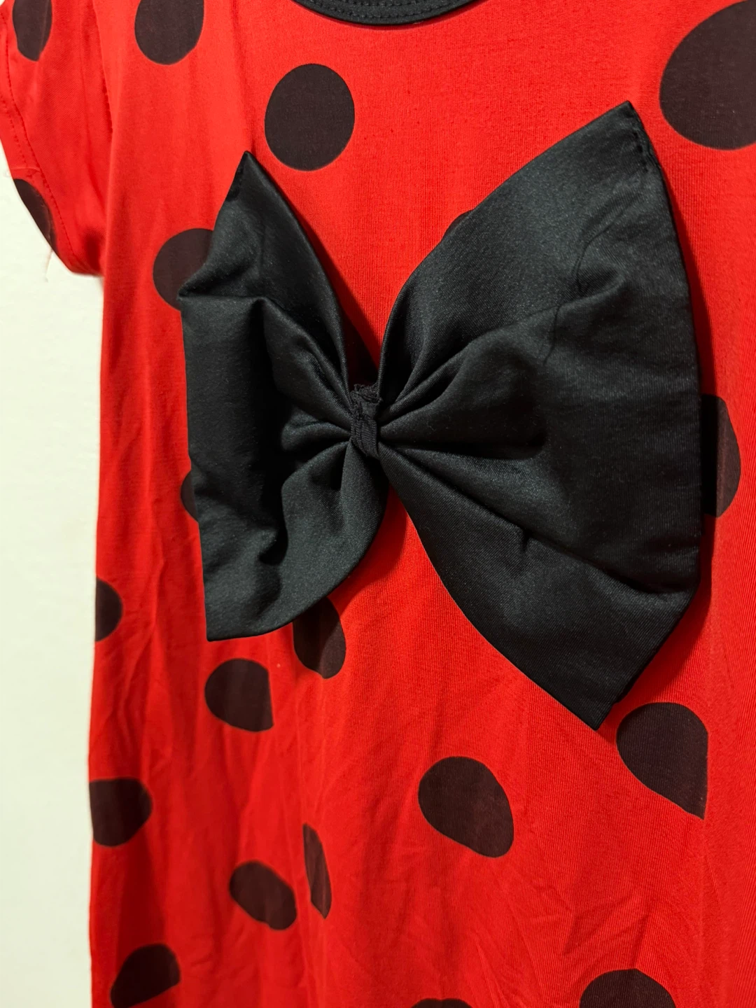 Kids Red Black Polka Dot Dress with Bow - photo 2
