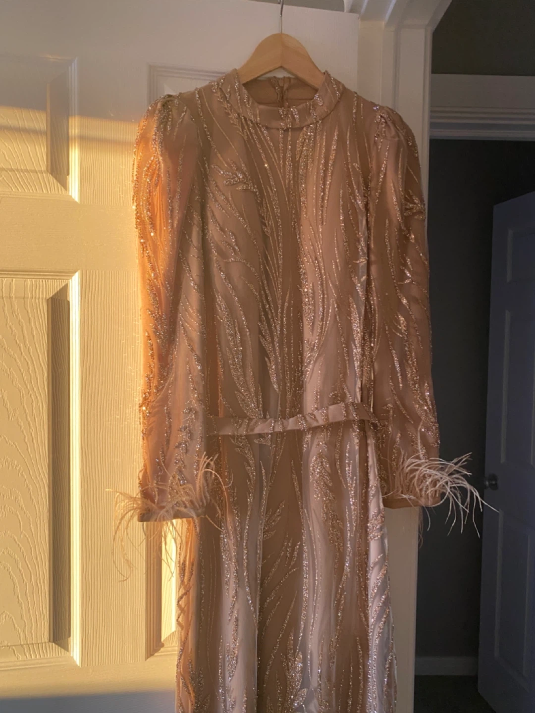 Sparkly Sequin and Feather Embellished Prom Dress - photo 3