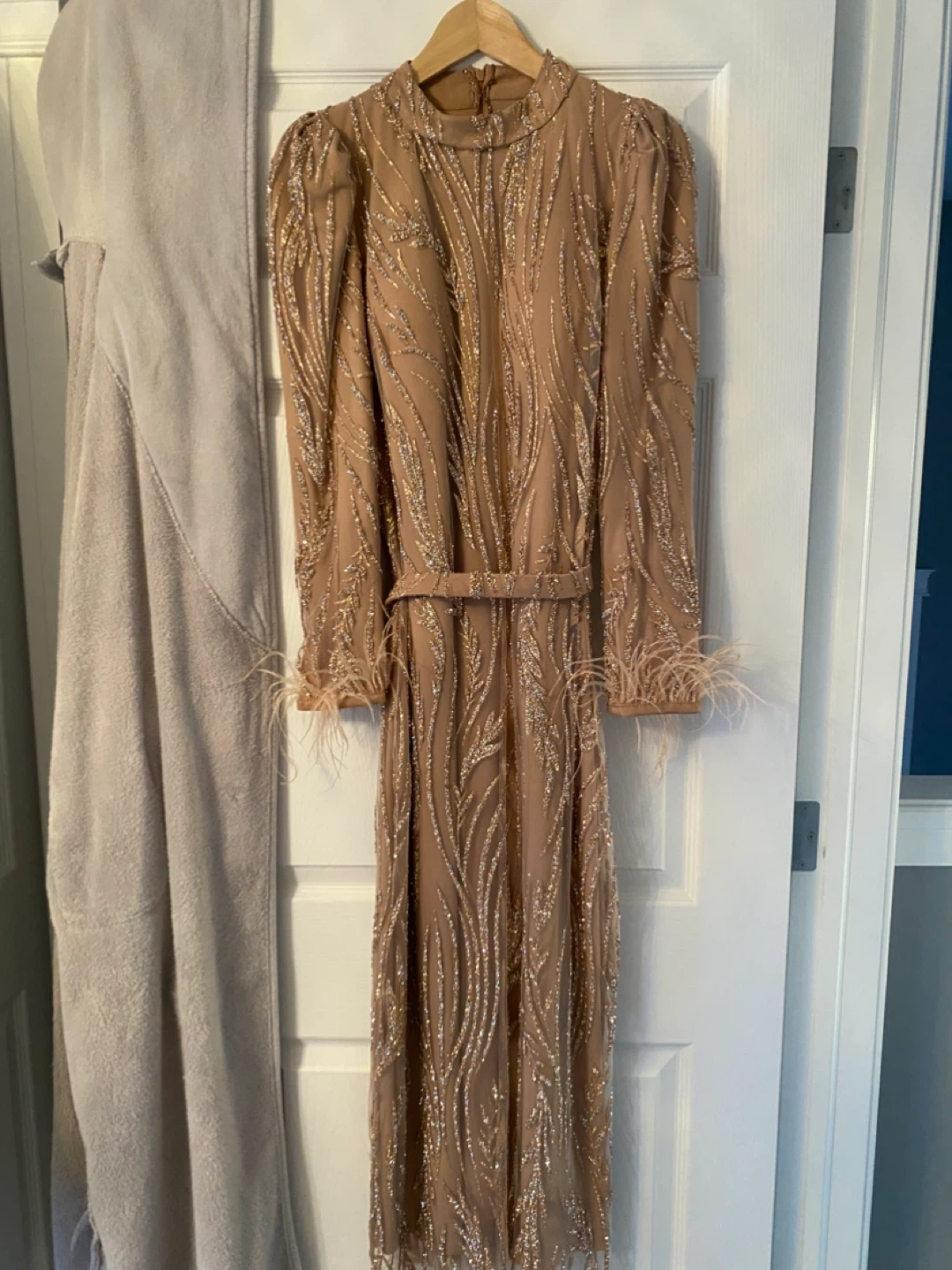 Sparkly Sequin and Feather Embellished Prom Dress - photo 4