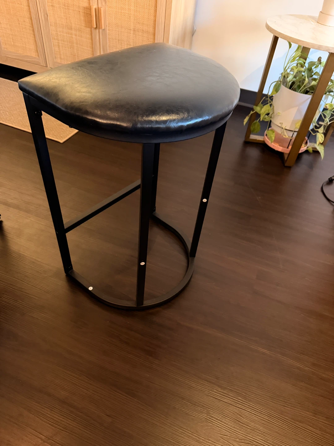 Set of 2 Black Faux Leather Bar Stools