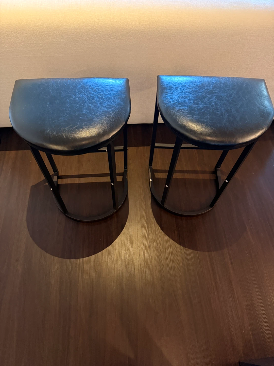 Set of 2 Black Faux Leather Bar Stools - photo 2