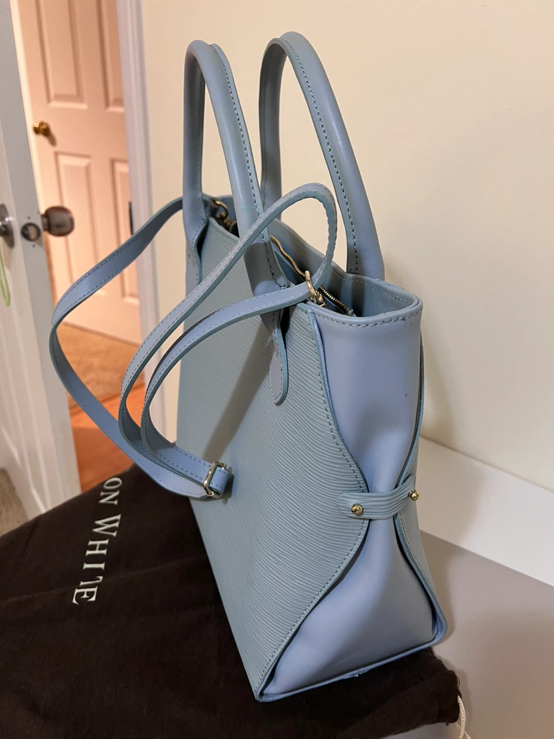 Ron White Light Blue Leather Handbag - photo 2