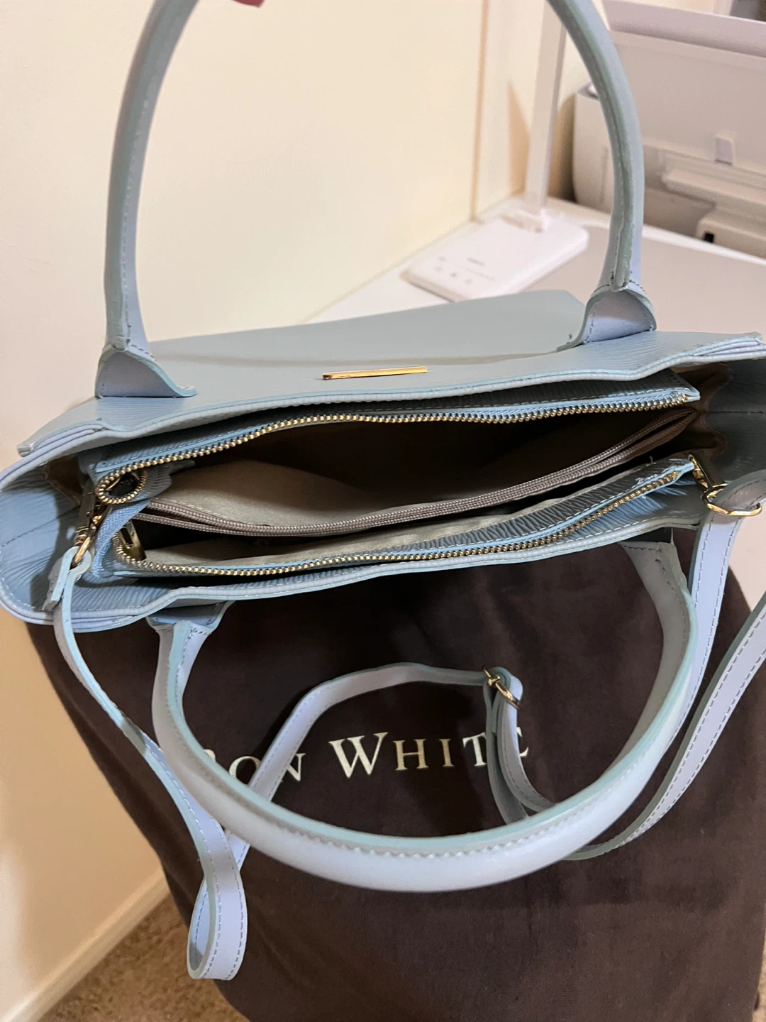Ron White Light Blue Leather Handbag - photo 5