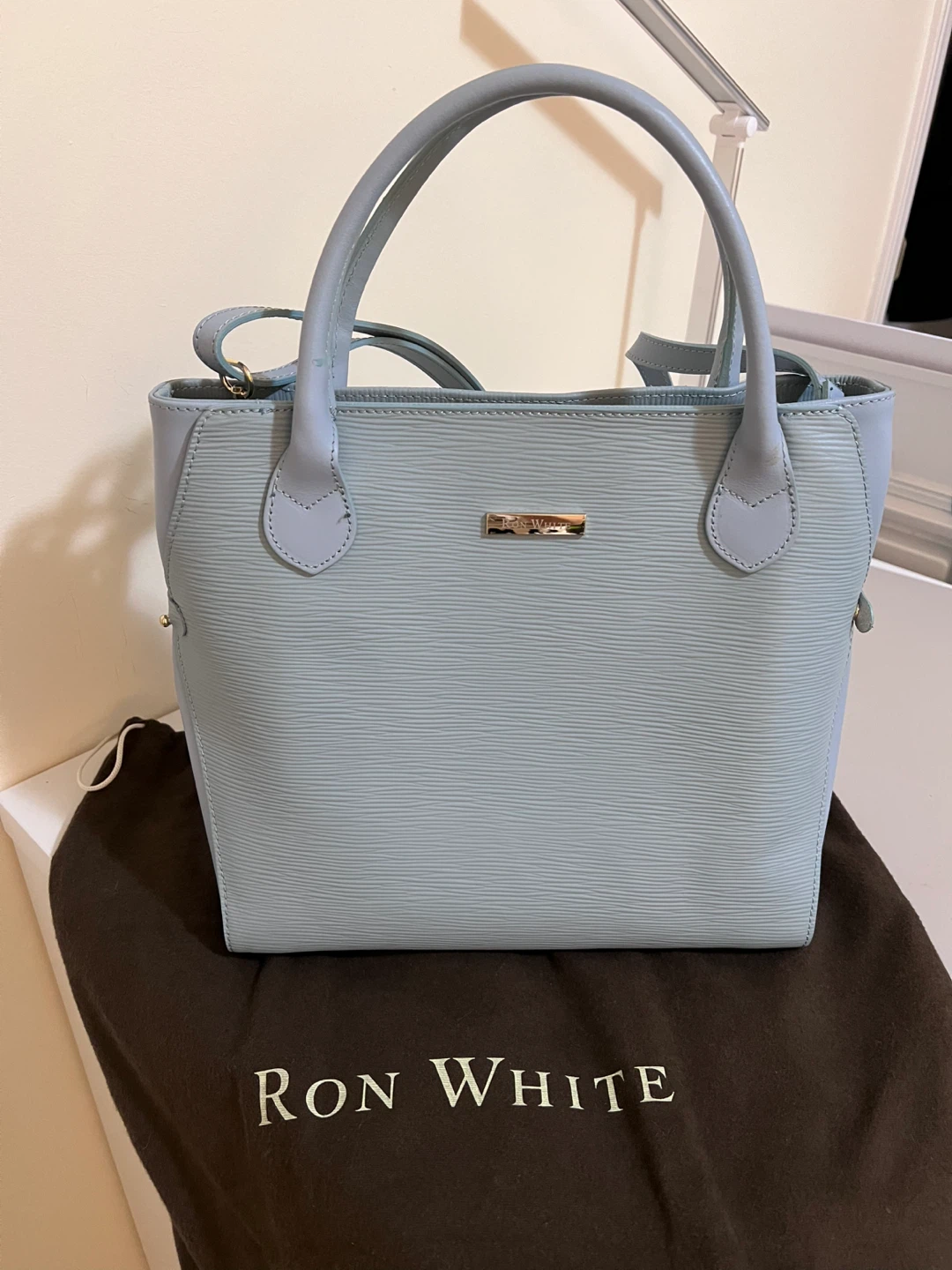 Ron White Light Blue Leather Handbag - photo 4