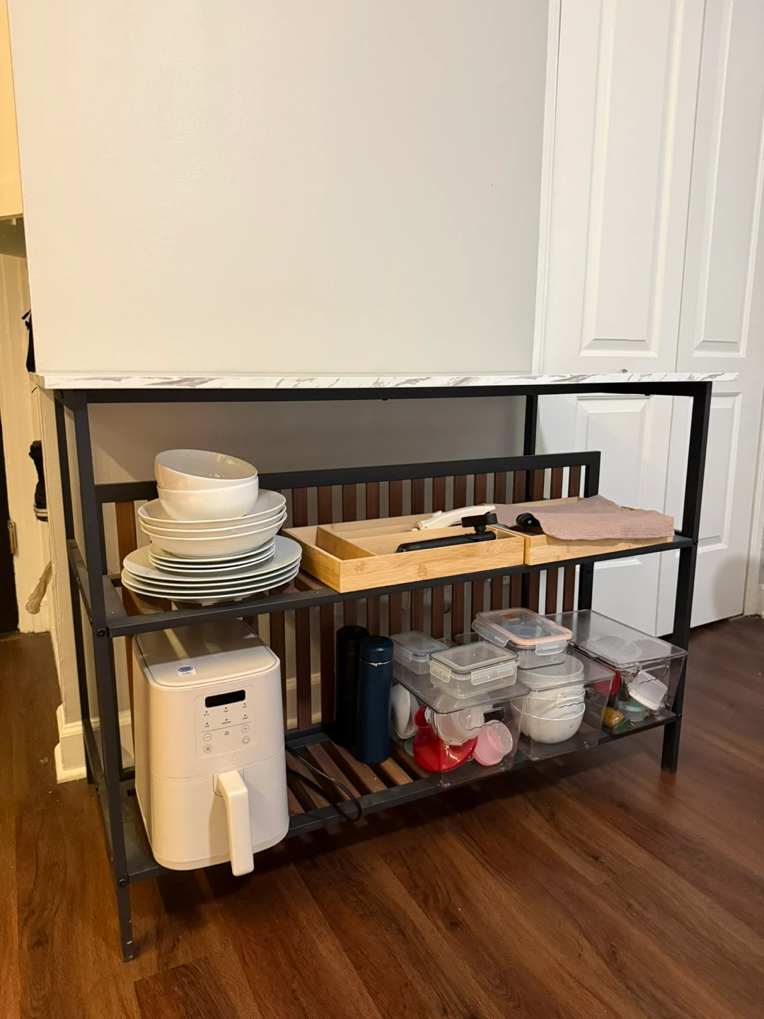 Bar Table with storage space + 2 Stools - photo 3