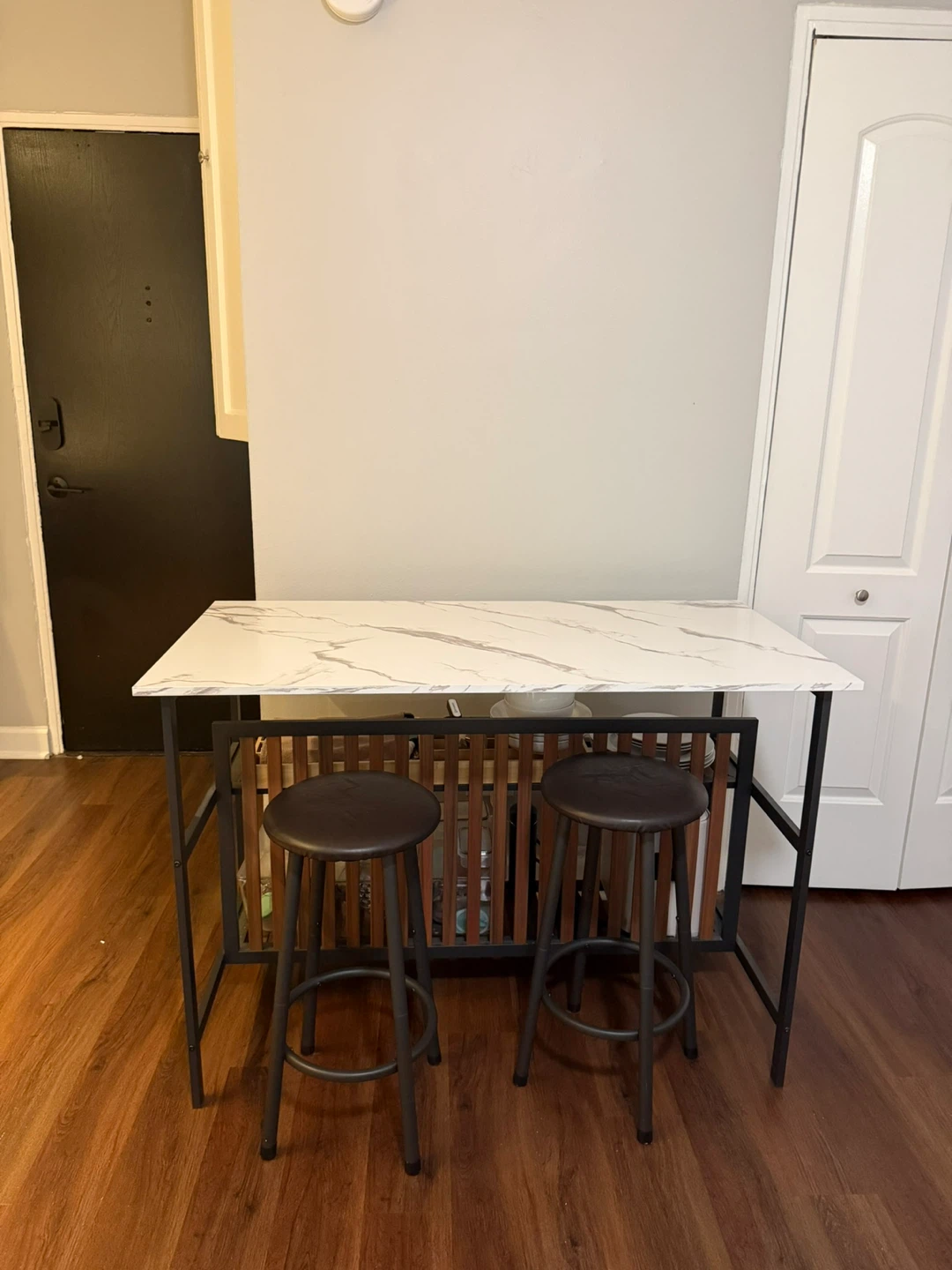 Bar Table with storage space + 2 Stools - photo 5