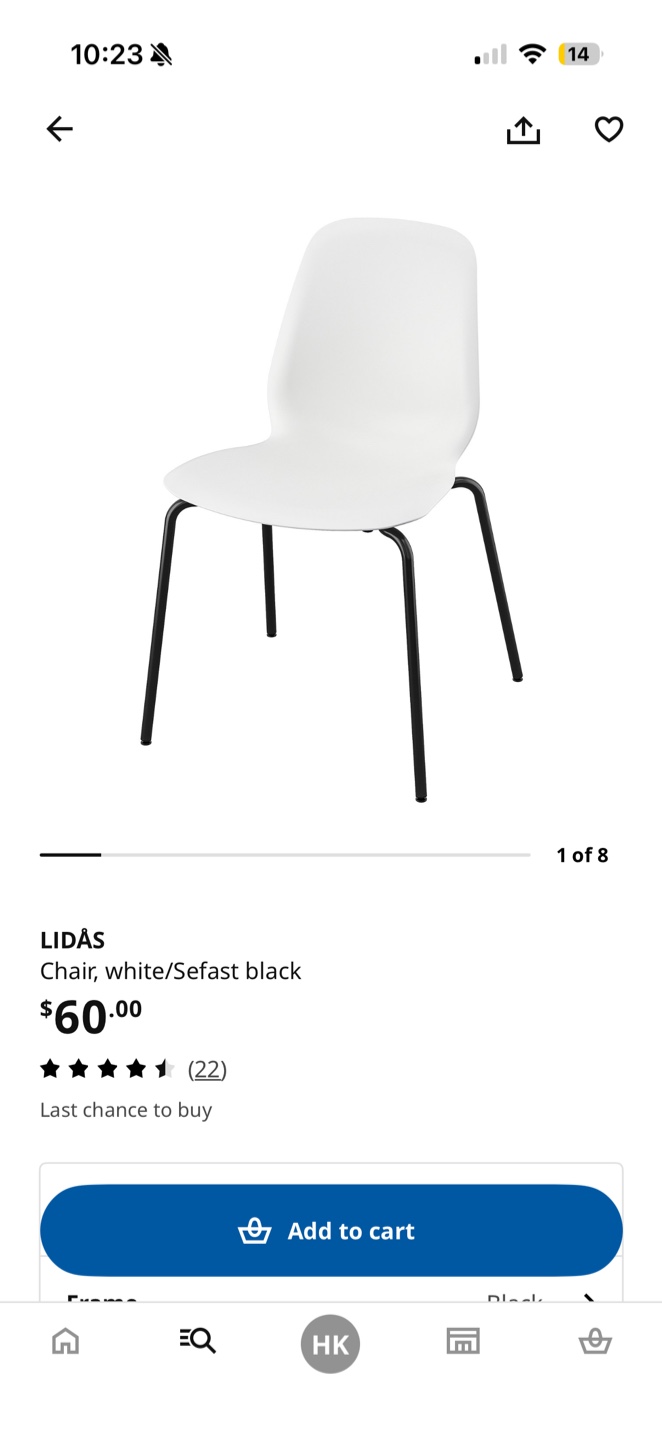 IKEA LIDAS Chair, White/Black