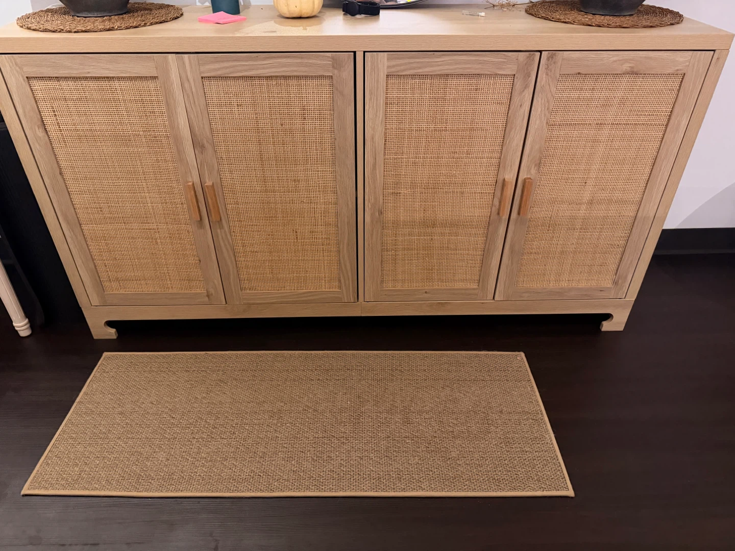 Wooden Cabinet with Cane Doors