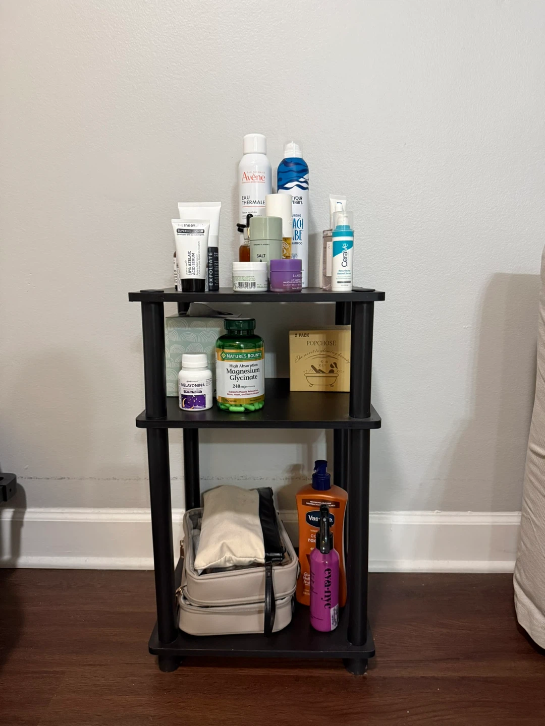 Black 3-Tier Nightstand End Table - photo 5