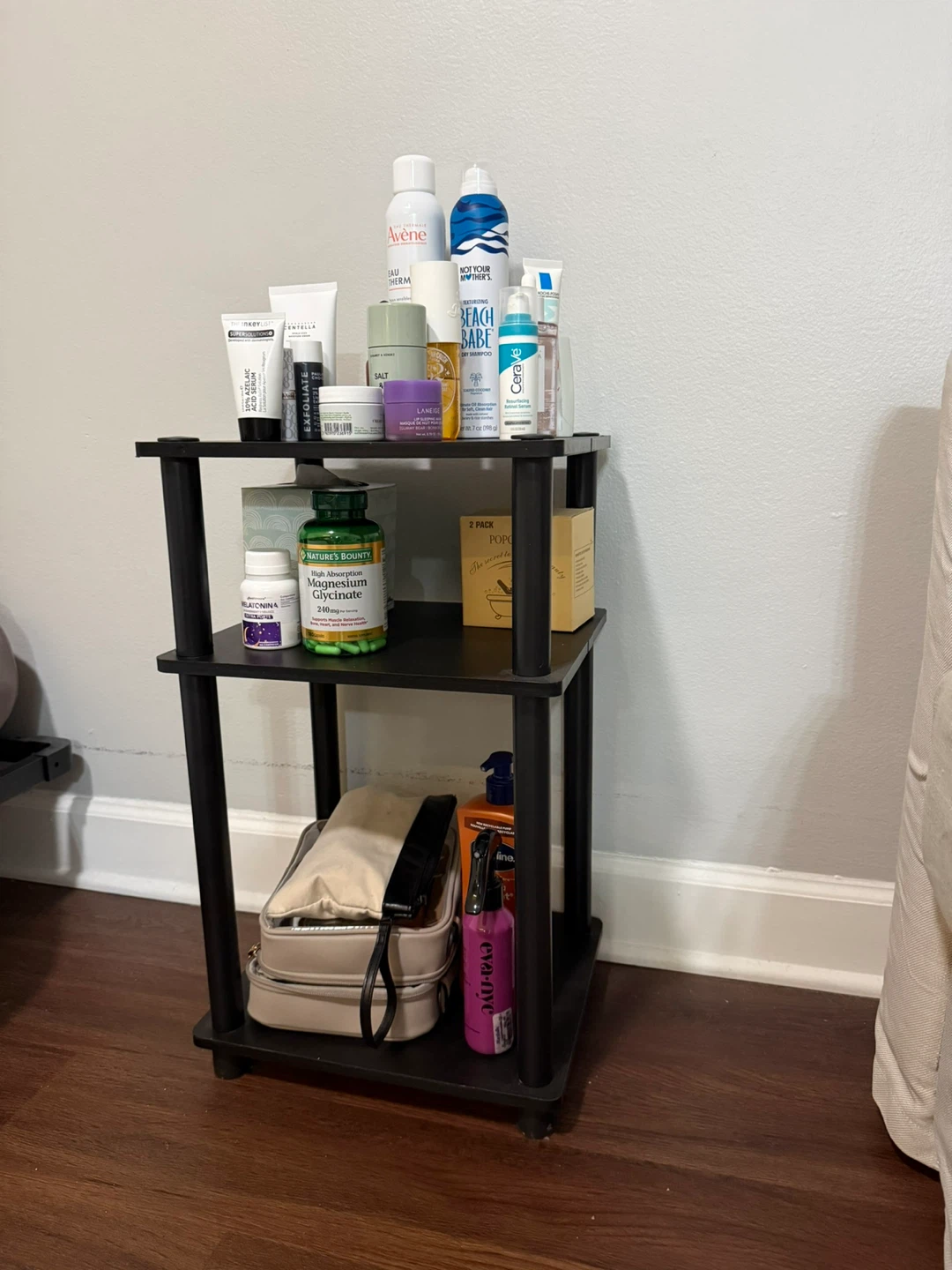 Black 3-Tier Nightstand End Table - photo 4