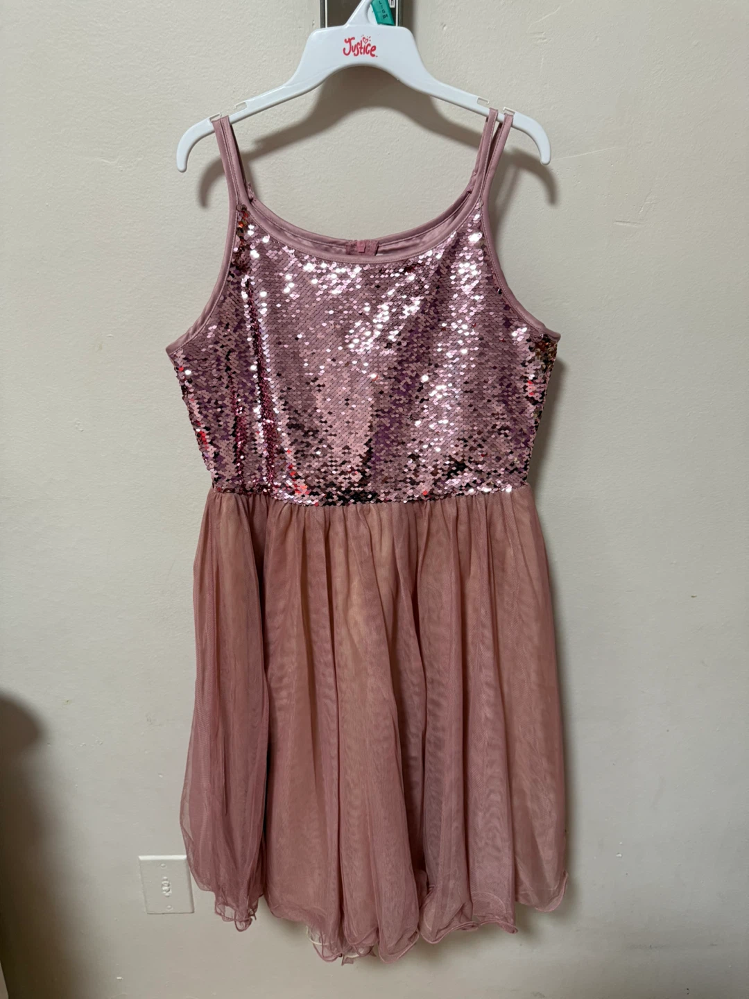Justice Sequin Tulle Dress - Pink