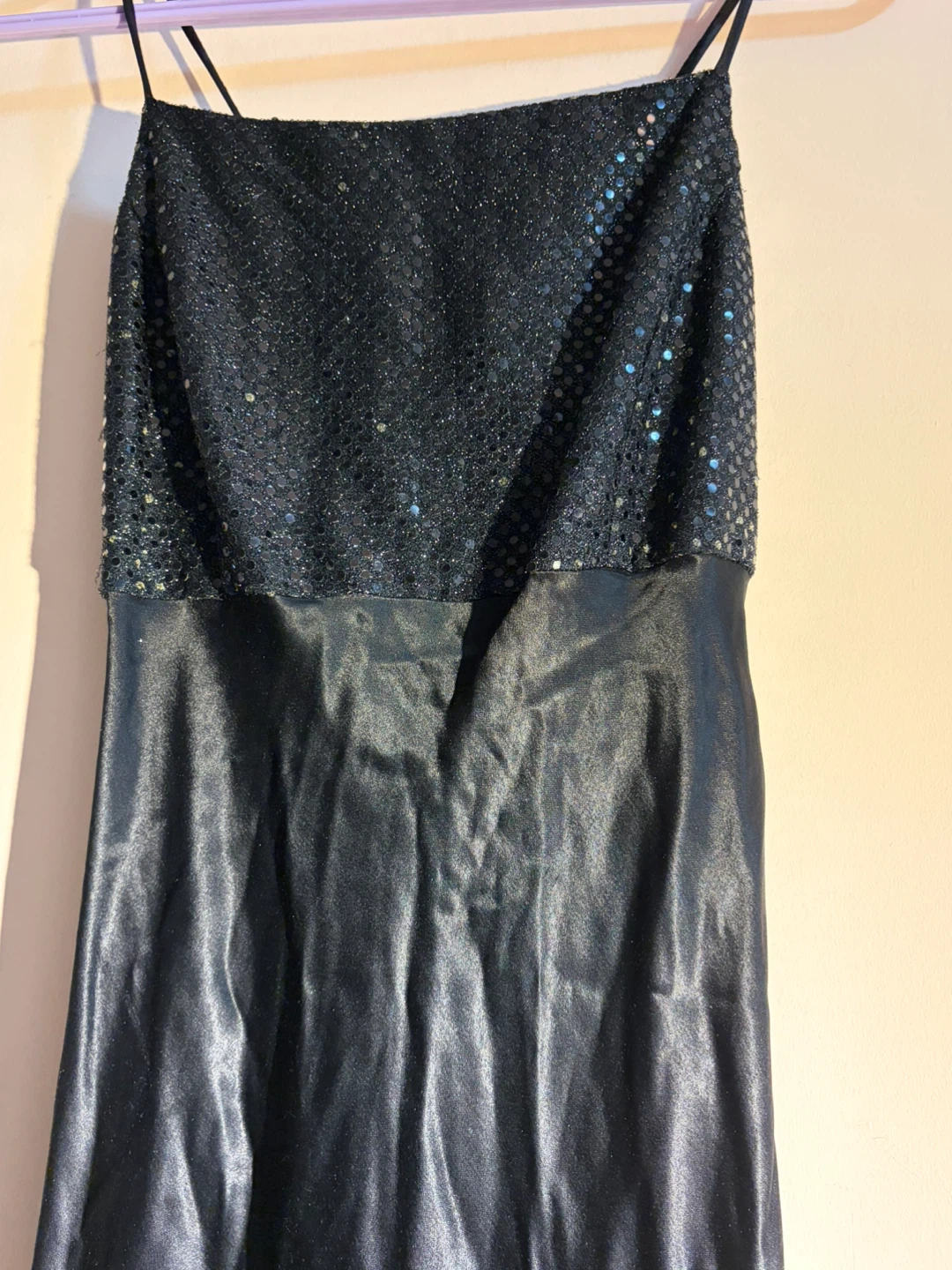 Vintage Maurice's Black Sequin and Satin Prom Dress - Size 9/10 - photo 2