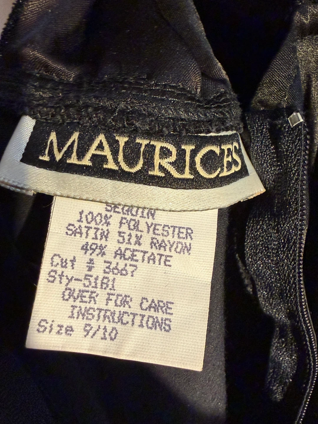 Vintage Maurice's Black Sequin and Satin Prom Dress - Size 9/10 - photo 4