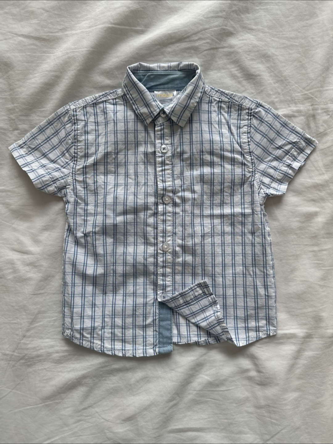 Mauri Up Plaid Button-Up Shirt and Denim Shorts Set - 18 Months - photo 2