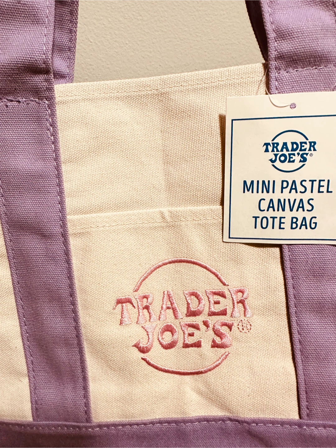 Trader Joe's Mini Pastel Canvas Tote Bag