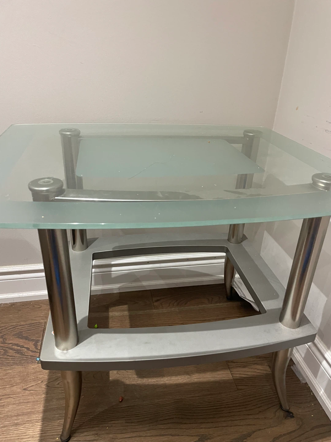 Glass and Metal End Table - photo 2