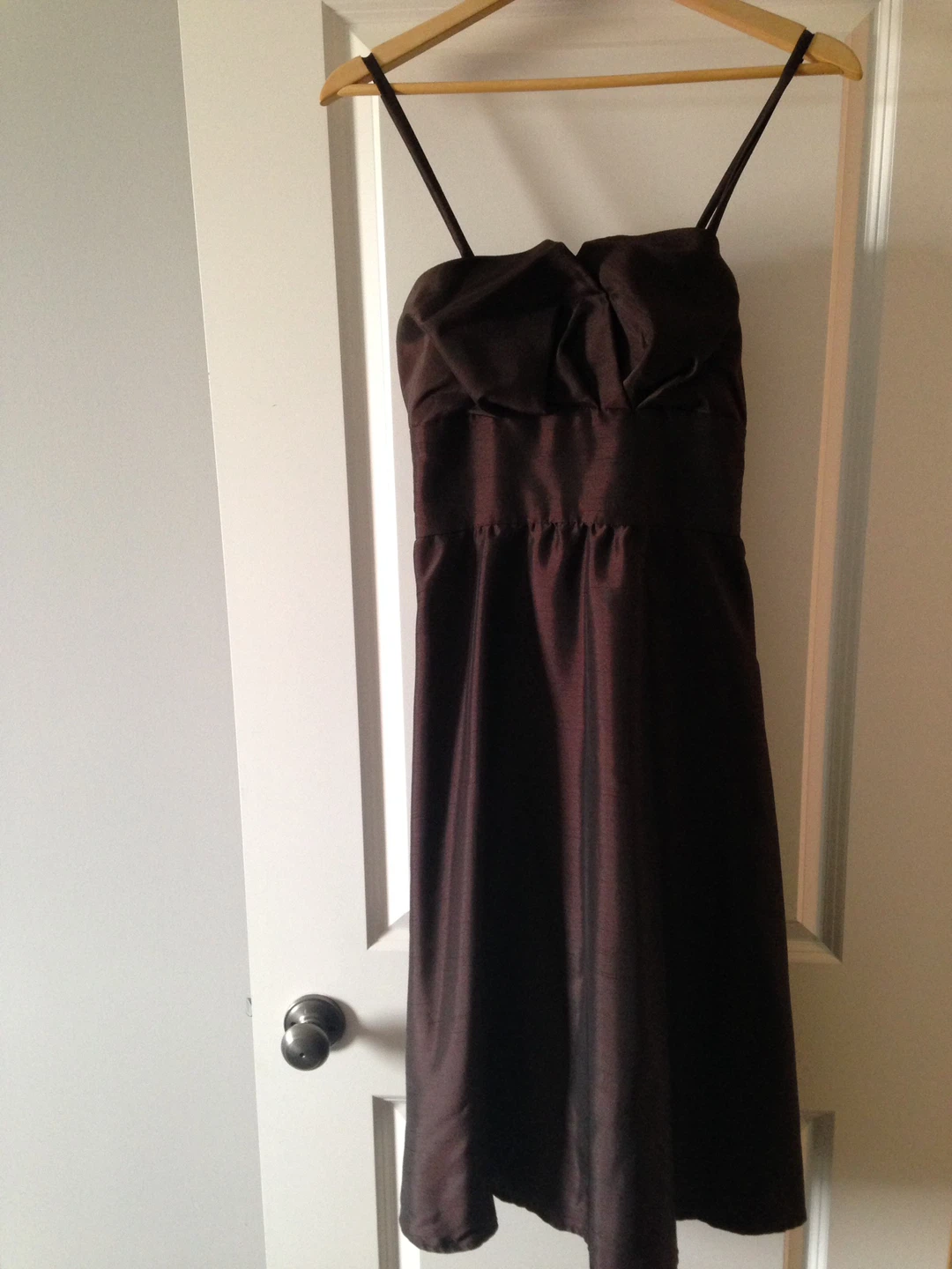 Custom Brown Satin Midi Dress Sz 6/8