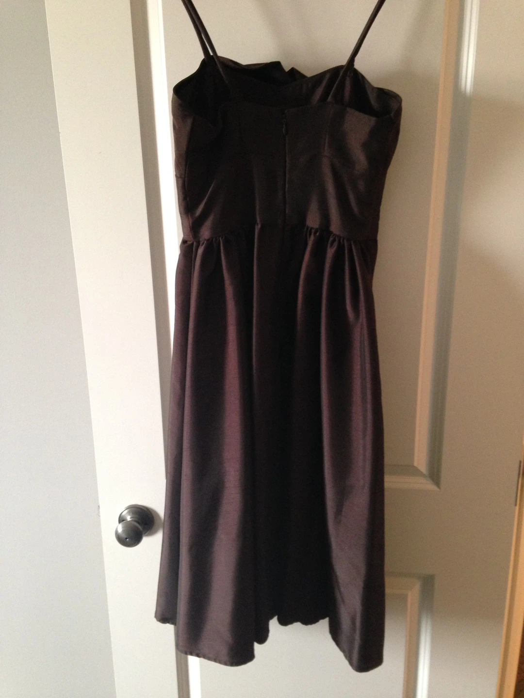 Custom Brown Satin Midi Dress Sz 6/8 - photo 2