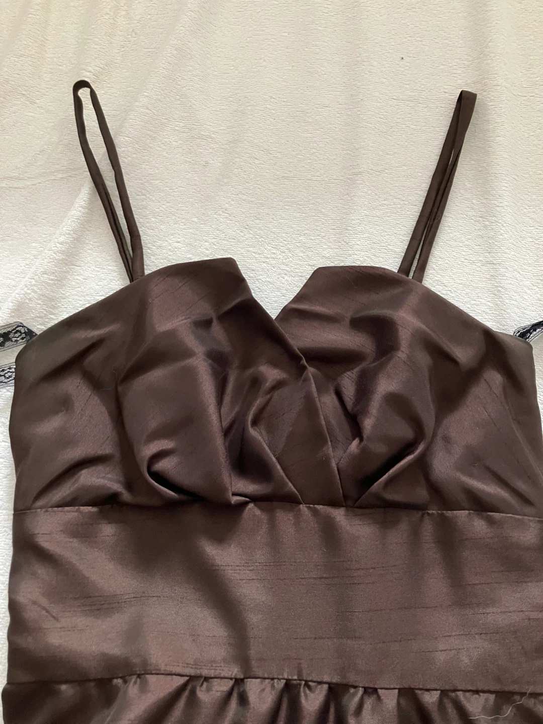 Custom Brown Satin Midi Dress Sz 6/8 - photo 3