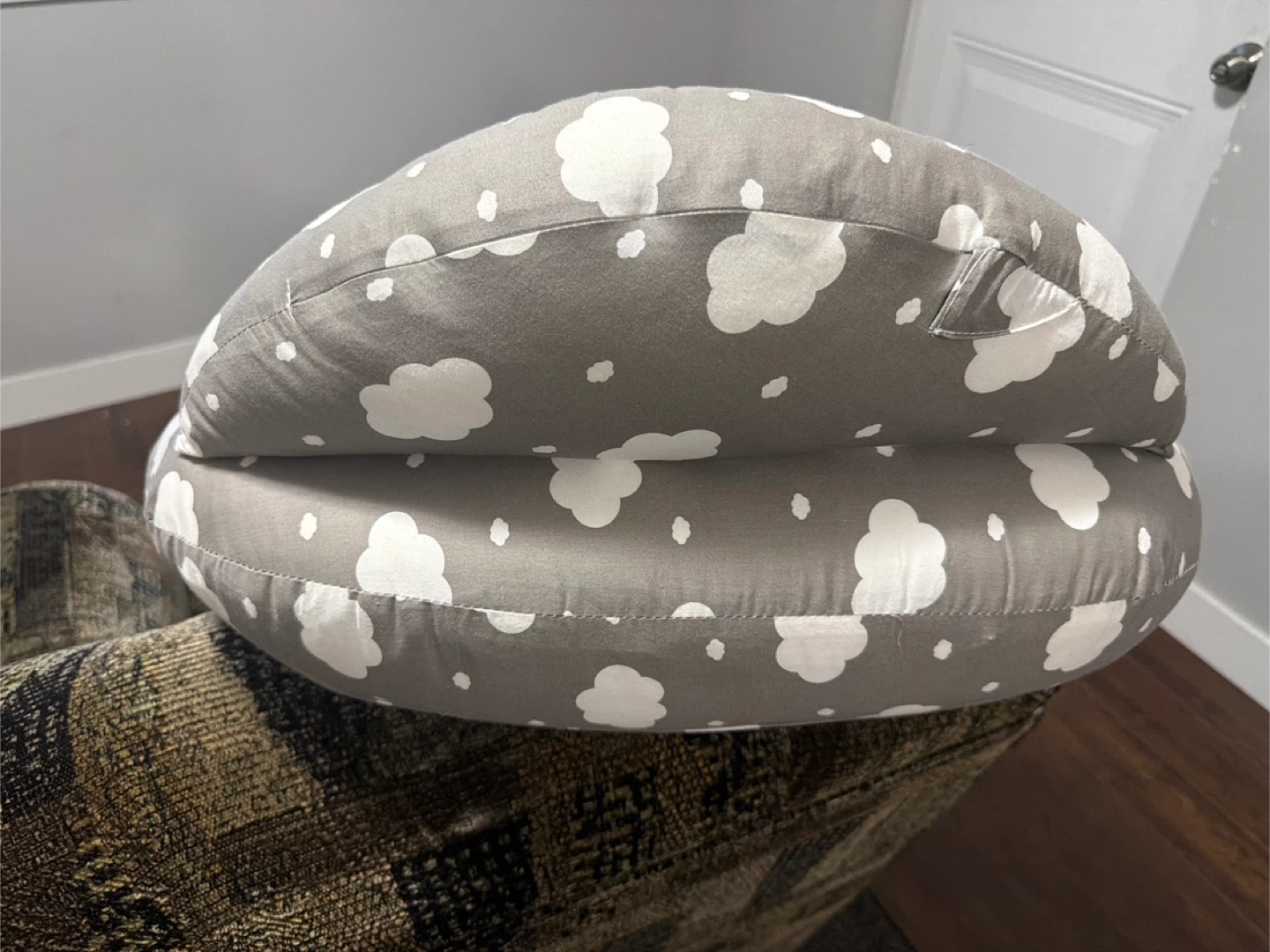 Nursing Pillow - Gray with White Clouds - photo 2