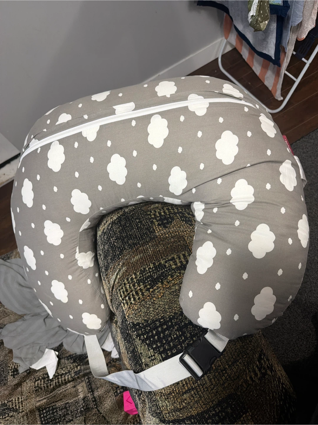 Nursing Pillow - Gray with White Clouds - photo 3