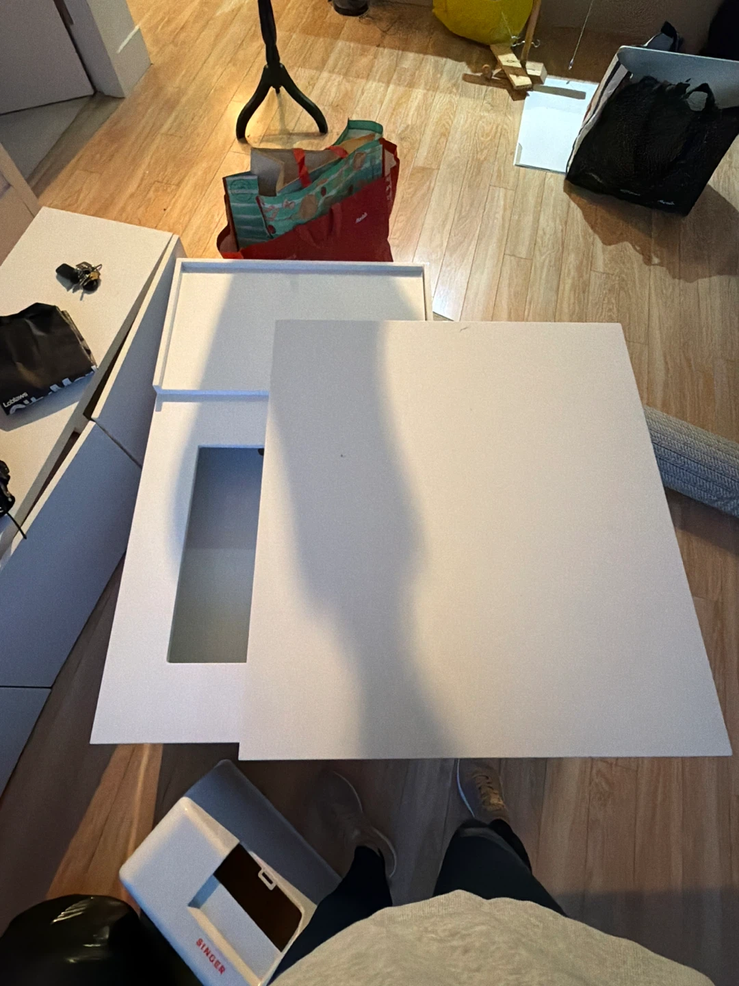 LIFT White Modern Coffee Table with Drawer - photo 3