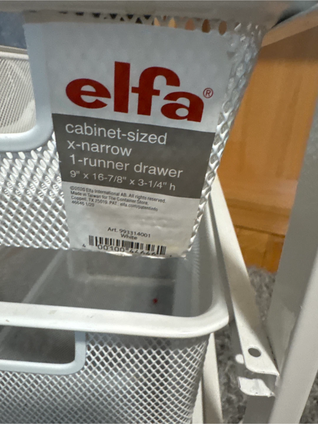Elfa Cabinet-Sized X-Narrow 3-Runner Drawer Unit White - photo 2