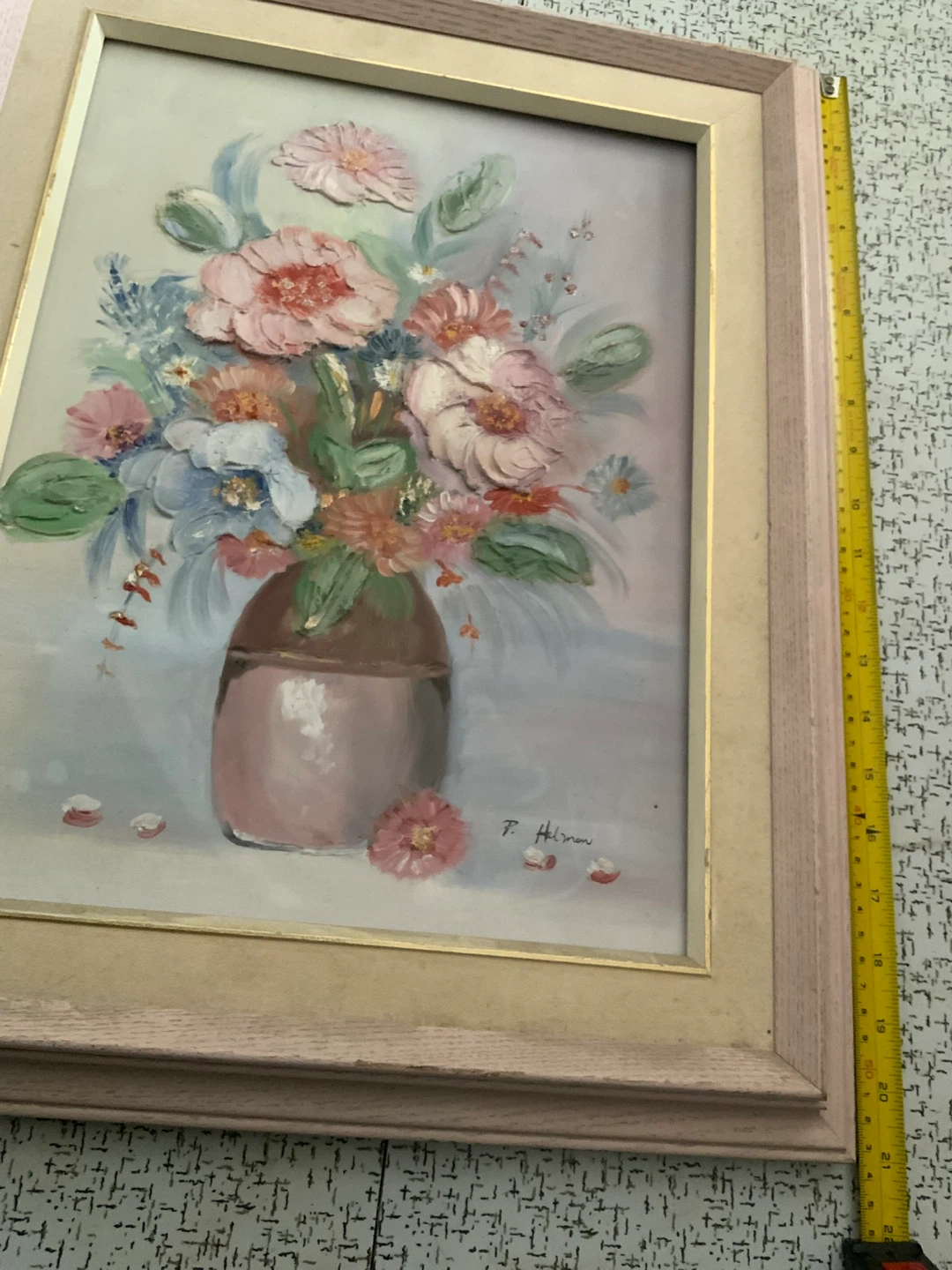 Framed Floral Painting by P. Hinson