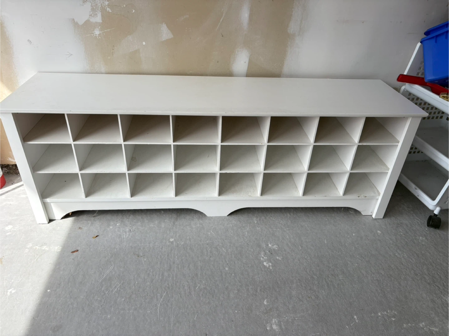 White Storage Bench with 24 Cubbies